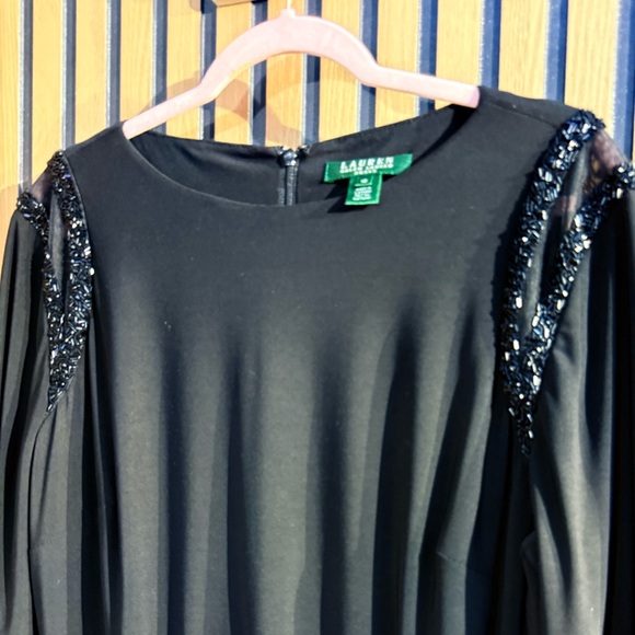 Ralph Lauren Black Long Sleeve Dress Sz 16 - Picture 2 of 6